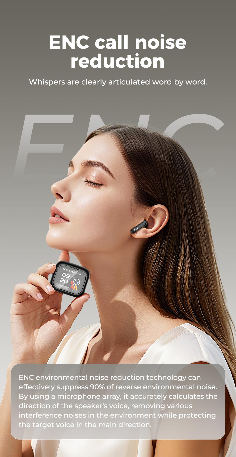 MINISO 103  AI Headset Translates 134 Languages Wireless Noise Cancelling Earbuds with Smart Screen Case, Clear Calls, App Translation, 30H Battery, Bluetooth 6.0, IPX5