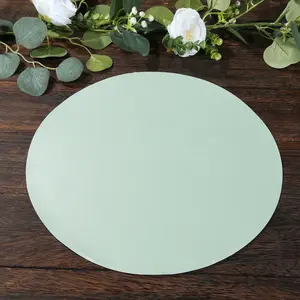 50 Pack Disposable Paper Placemats 13" Round – Sage Green Cardboard Dining Table Mats, 120 GSM