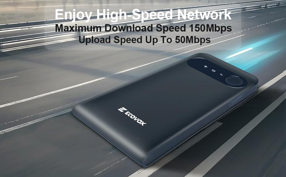 ECOVOX Global eSIM Hotspot Auto-Switch AT&T/T-Mobile/Verizon 150Mbps 4G LTE FCC Certified Pocket-Sized for Airport RV Tinder Date Rescue Free 1GB Data 86g