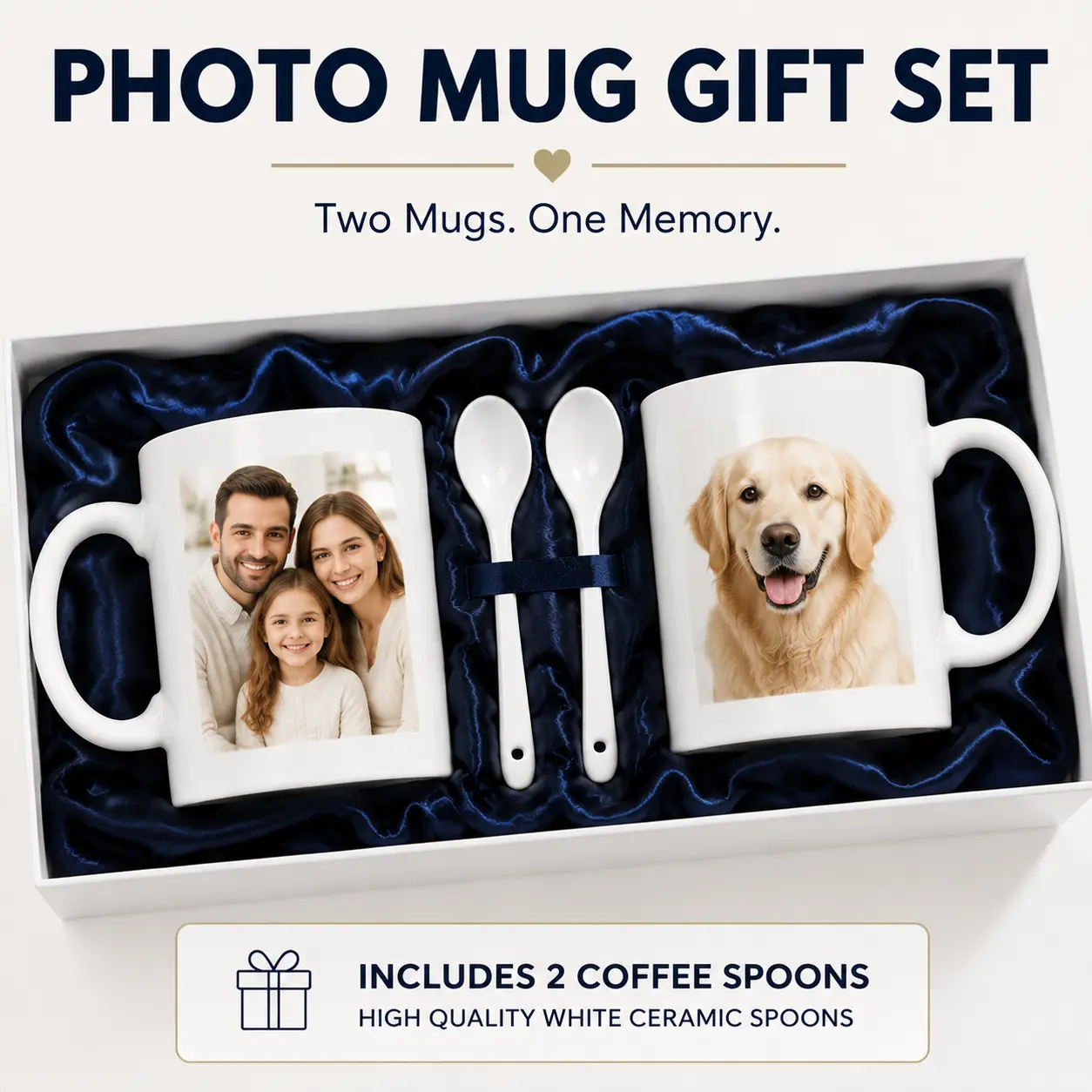 Personalized Photo Mug Gift Set with Premium Gift Box | Custom Picture Coffee Mug for Couples, Family, Pet & Wedding Memories | Made in USA