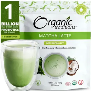 Organic Matcha Latte with Probiotics – Dairy-Free, Vegan, Clean & Jitter-Free Energy With Probiotics for Gut Health | Just Add Water Green Tea Powder Beverage