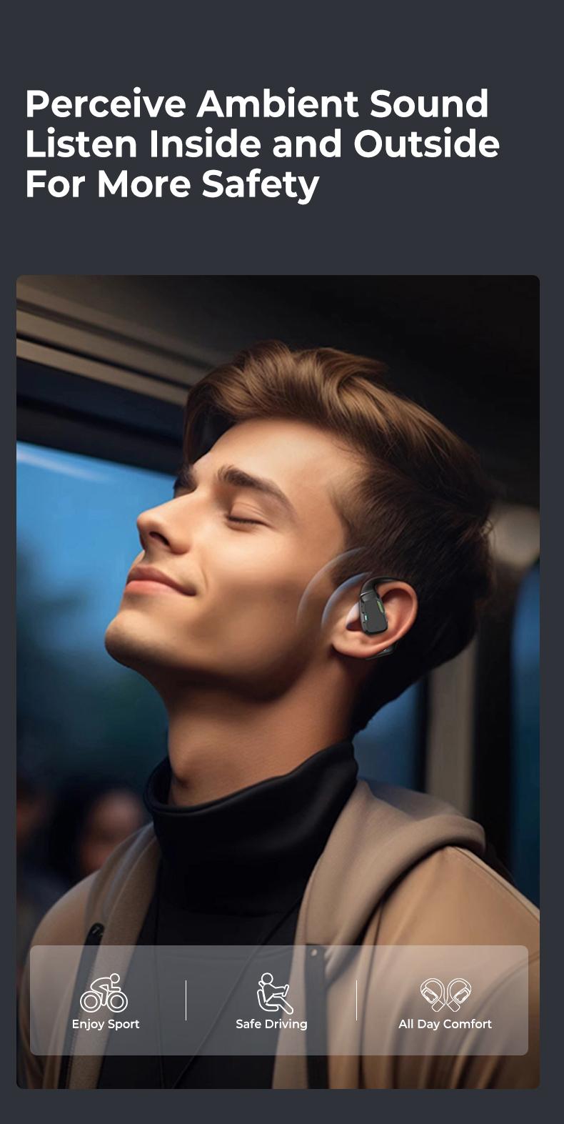 MINISO M98 Wireless Earbuds Open Ear Bluetooth 5.4 Earphones Wireless Headphones Full Color Display Touch Screen Gaming Headsets 35Hours Play time Built-in Microphone