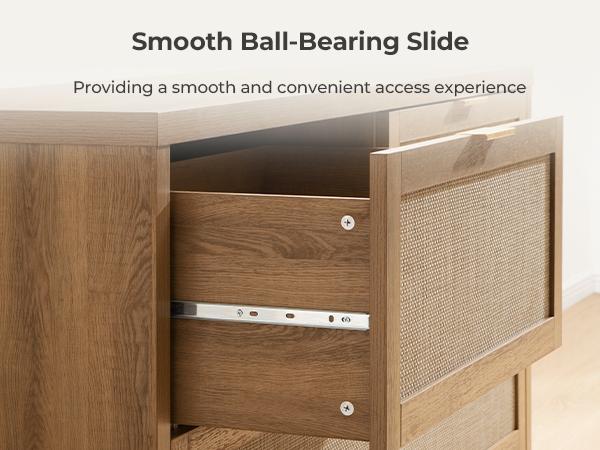 SICOTAS 60.8" Dresser for Bedroom, Rattan Boho Dresser with 4 Deep Drawers, Large Chest of Drawers for Closet,Nursery,Dressers TV Stand for Living Room