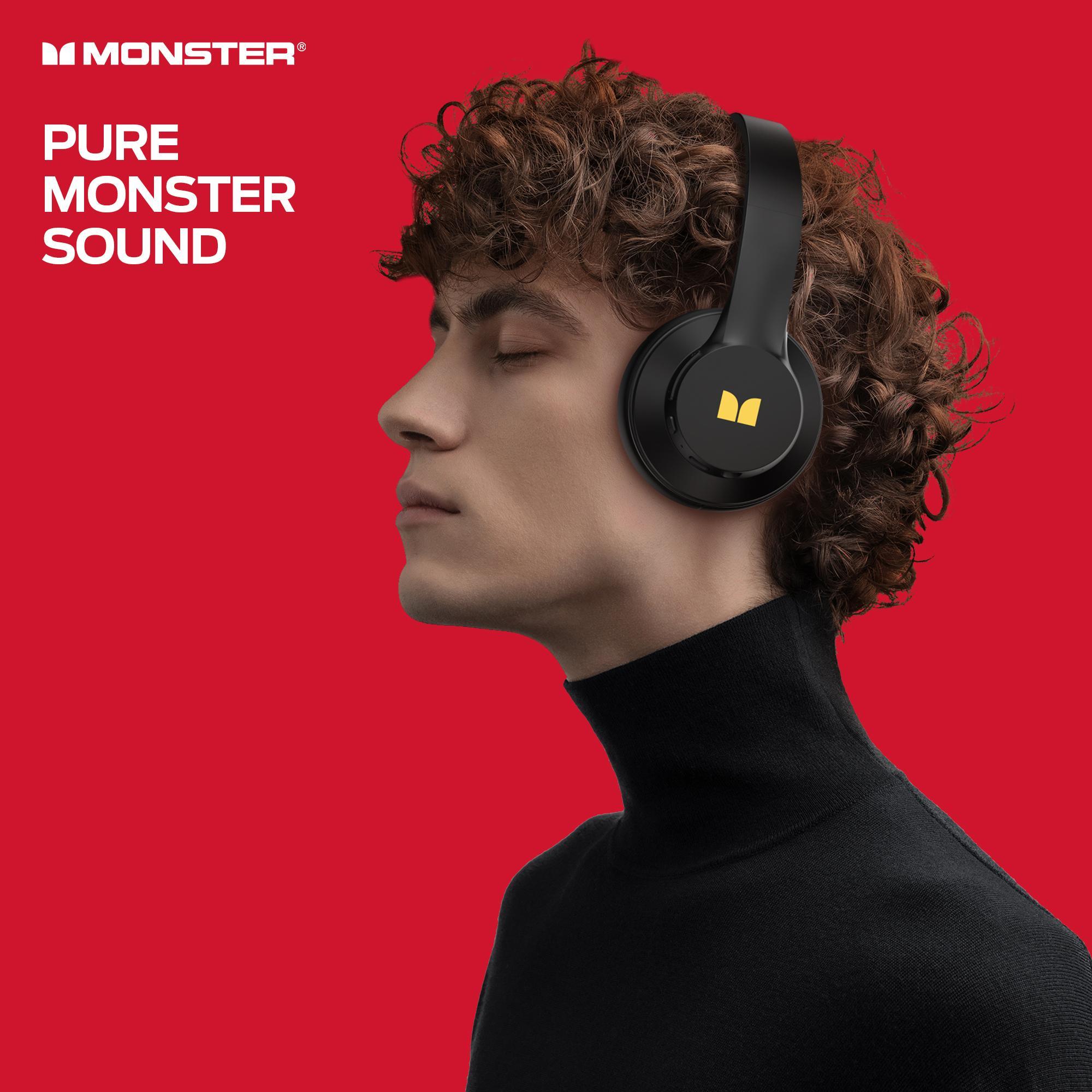 Monster Bluetooth Headphones Set – Includes Over-Ear Wireless Headphones and Ear Buds Ear-Hook Earphones, Deep Bass, Clear Sound, Noise Cancelling Mic, Noise Isolation, IPX5 Waterproof, 40H + 80H Playtime, Ideal for Travel, Work & Gifts for Men and Women