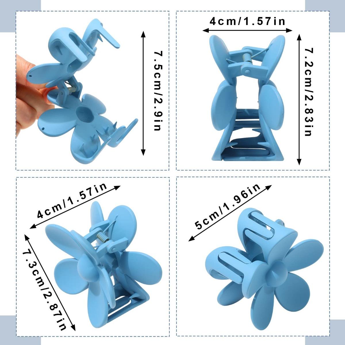 AWAYTR 4Pcs/Set Flower Hair Clip Nonslip Strong Hold Hair 3 Inch Matte Small Flowers Claw Clips for Women Girls