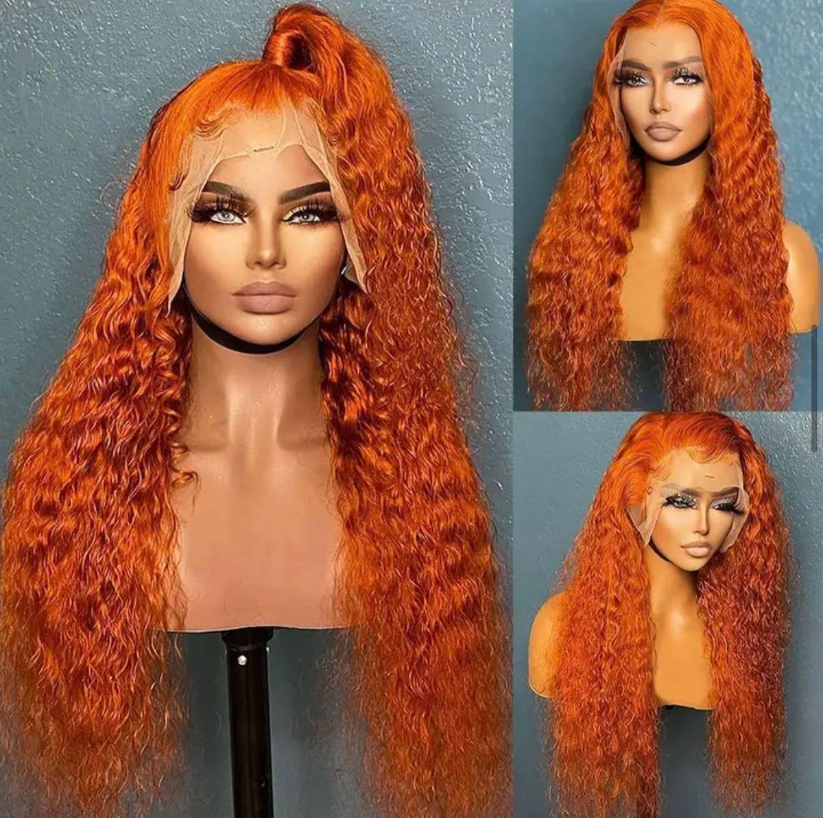 [30 inch only $129]DROSUUD Orange Ginger 13x6 Lace Frontal Wig #350 Color 180 Density Deep Wave Transparent Lace Human Hair Pre Plucked Natural Hairline with Baby Hair#Summervibes