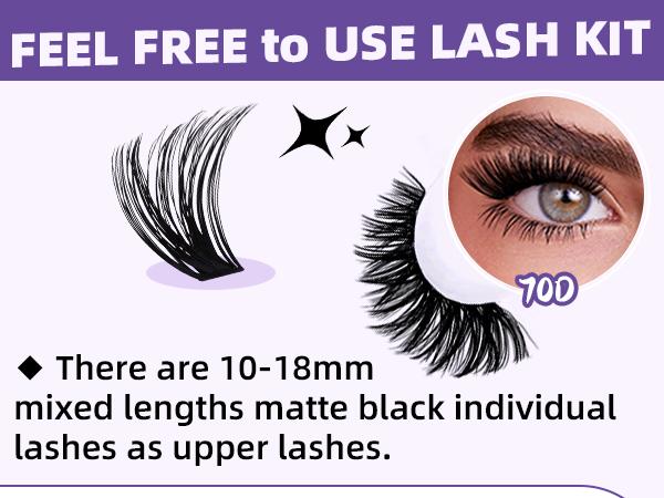 B&Q Love Letter Kit l Manga Lash & Invisible Band Bottom Spiky Volume Lash Clusters,Bond & Seal,Remover,DIY Eyelash Extensions Wet Look Anime Lash Makeup Cosmetic