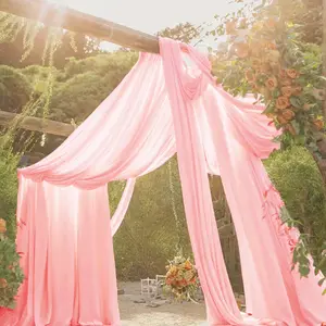 32 ft x 57" Chiffon Event Ceiling Drapery Backdrop Panel - Pink (1pc)
