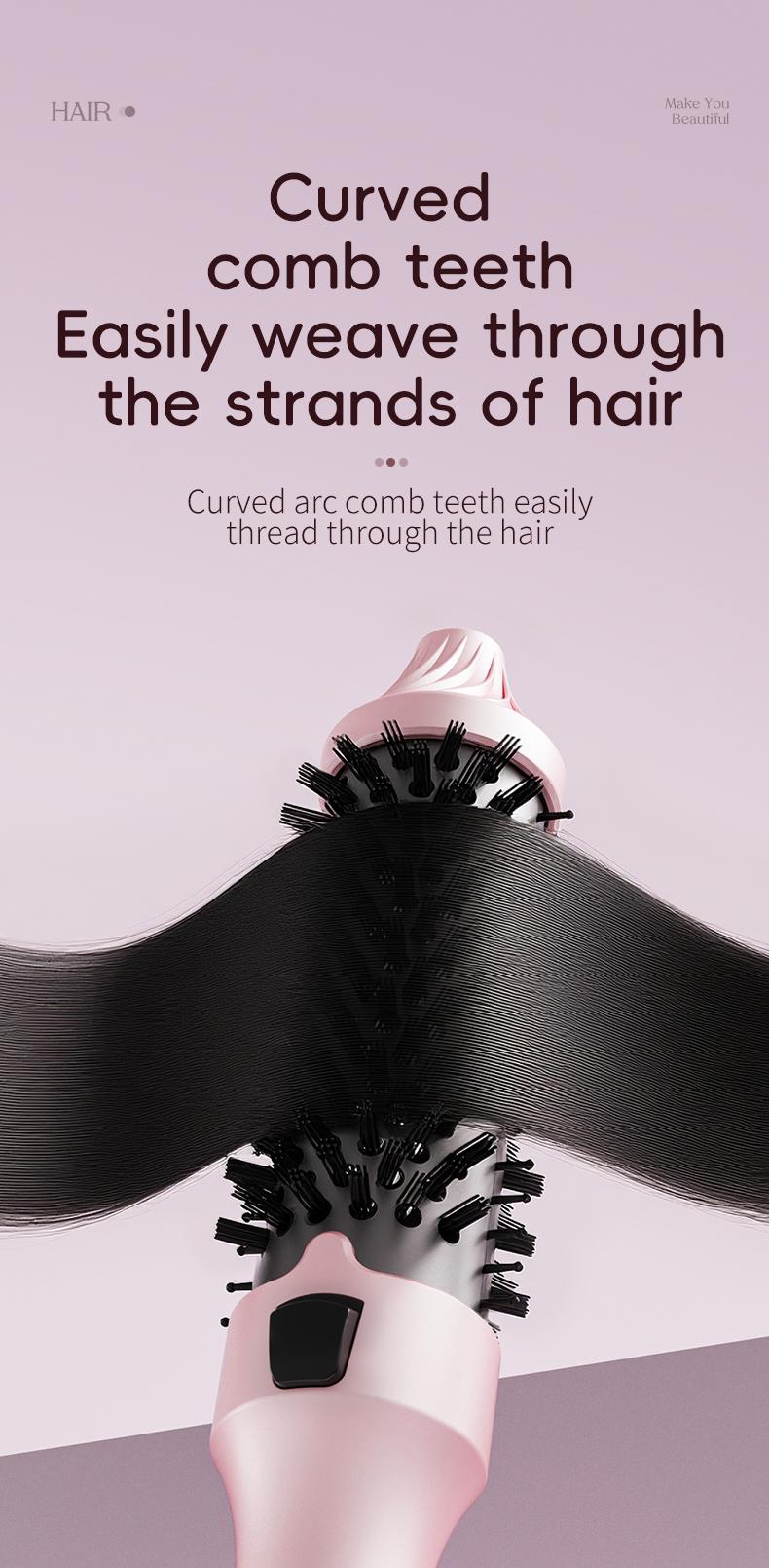 1.5” Ionic Heated Thermal Brush, 11 Temp Settings (110–210°C) – Pink