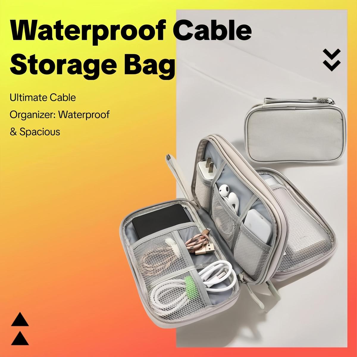 Travel Cable Organizer Pouch Electronic Accessories Multi-Layer Carry Case Portable Waterproof Double Layers All-in-One Storage Bag for Cord, Charger, Phone, Earphone, Photography Accessories, Mobile Phone Accessories