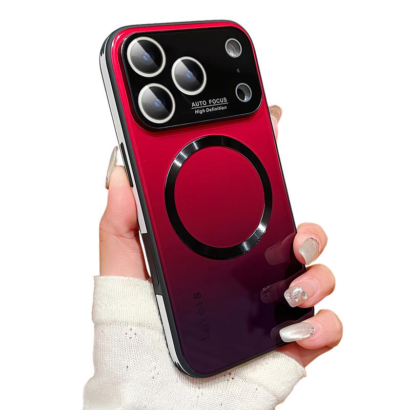 HISTORYOO Gradient Tempered Glass Pattern Shockproof Case For MagSafe For iPhone 17 Pro Max 17 Air For iPhone 16 15 Pro Max 14 Plus 13 12 Pro, Support Wireless Charging Hard Back Cover Silicone TPU Bumper Frame With Camera Lens Protector