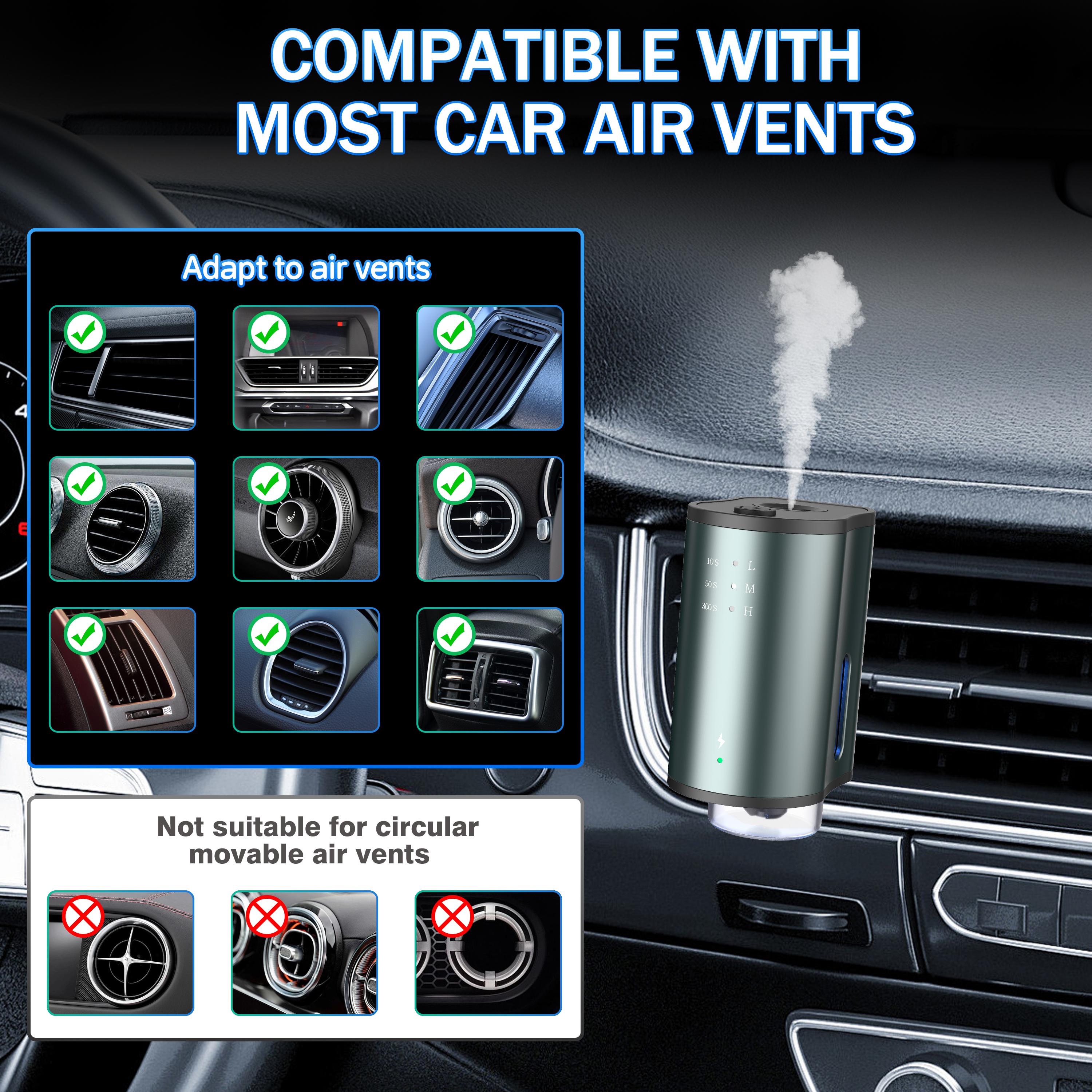 Smart Car Air Freshener with Three Adjustable Concentration Scent Levels, Portable Waterless Car Diffuser Air Freshener Car Aromatherapy Diffuser,  3*10ML Natural Perfume
