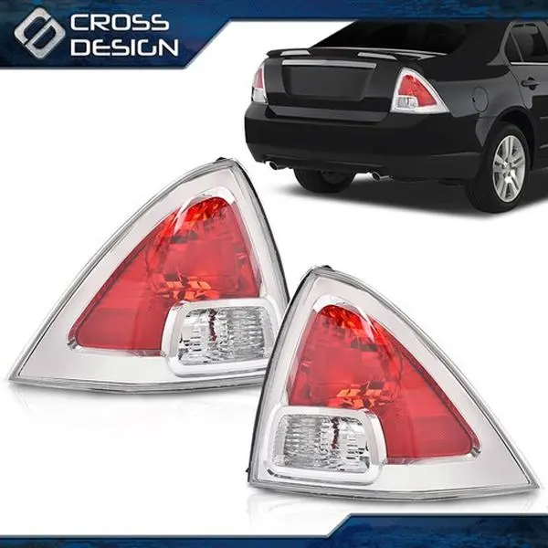 CROSSDESIGN Chrome Rear Taillights Set - Left & Right Car Lighting Accessories, Rear Lamps, Accessories for Car Compatible with 2006, 2007-2009 Ford Fusion