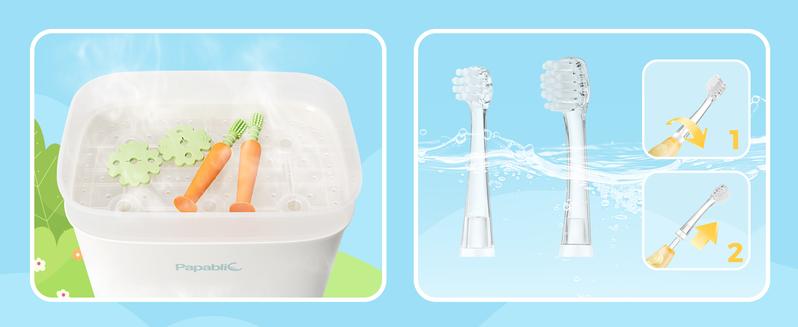 Papablic Baby Training Toothbrush Set for 6-24M, Carrot Teether & Bunny Sonic Brush, Teething & Brushing Stages, Fast Selling!