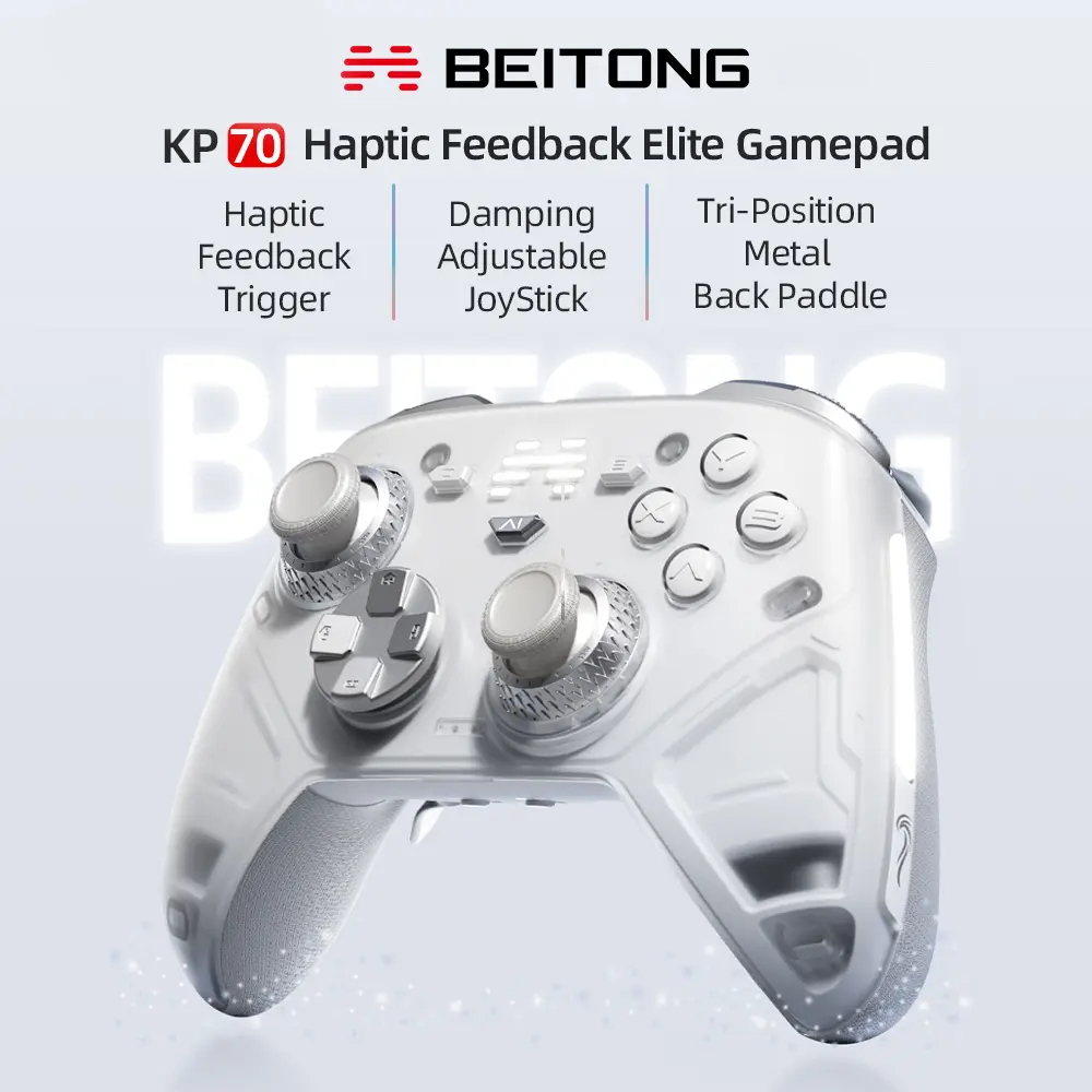BEITONG KP70 Haptic Feedback Elite Gamepad with Haptic Feedback Trigger Damping Adjustable Joystick and Tri-Position Metal Back Paddle