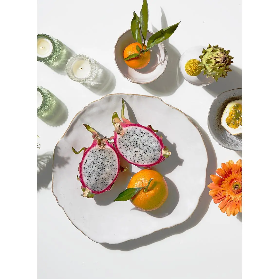Serene Spaces Living Set of 2 Large Free-Form Edge Glazed Ceramic Plate- Dinnerware for Vintage Weddings, Events, Measures 12" Diameter and 1.5" Tall
