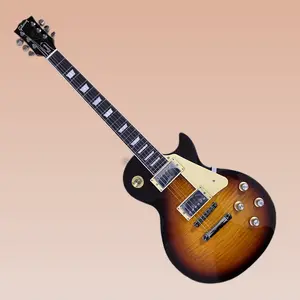 Vintage Sunburst LP Style Guitar with Flame Maple Top - Perfect for Beginners & Pro Musicians
