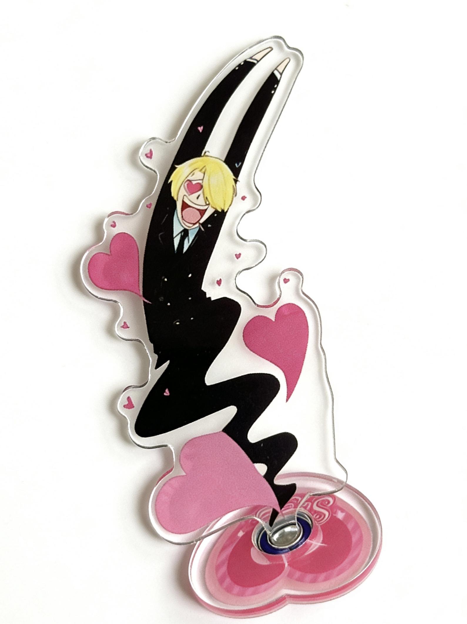 One Piece Sanji Rotating Acrylic Stand Figure, Funny Heart Eyes Design Anime Desktop Ornament, Cartoon Character Table Decor, Fans Collection Gift, Figurine