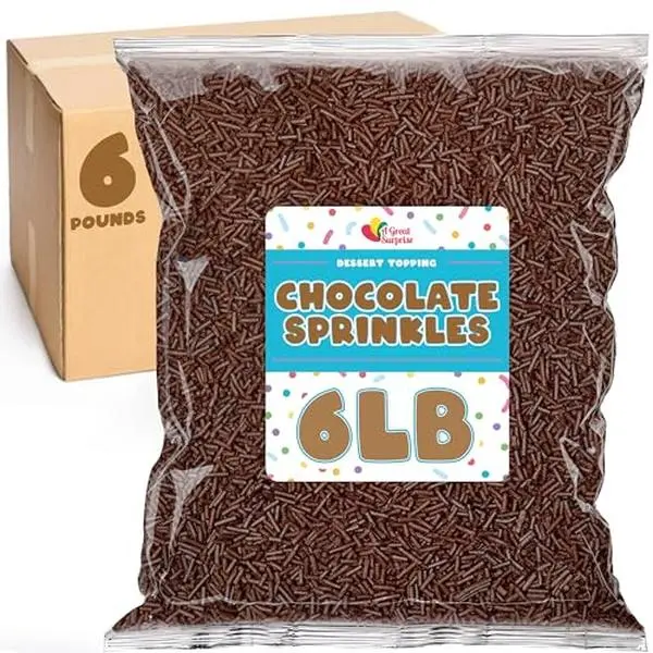 Chocolate Sprinkles - 6 Pounds - Chocolate Jimmies - Wholesale Ice Cream Sprinkles - Baking, Cupcake, Cookie Decorating - Dessert Toppings