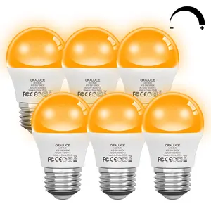 Amber Sleep Light Bulbs Dimmable, Blue Light Blocking 40W Equivalent LED Warm Light Bulbs 1800K, 5W A15 E26 Night Bulb for Bedroom, Healthy Sleep, Baby Nursery