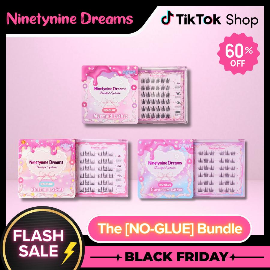 Ninetynine Dreams THE [NO GLUE] Self-Adhesive Lashes Bundle (3 Styles Included) | Press-On Eyelash Collection — Self-Adhesive Ultra-Thin Band, Reusable & Beginner Friendly Quick Application False Eyelashes, Must-Have Trending Holiday Gift Set