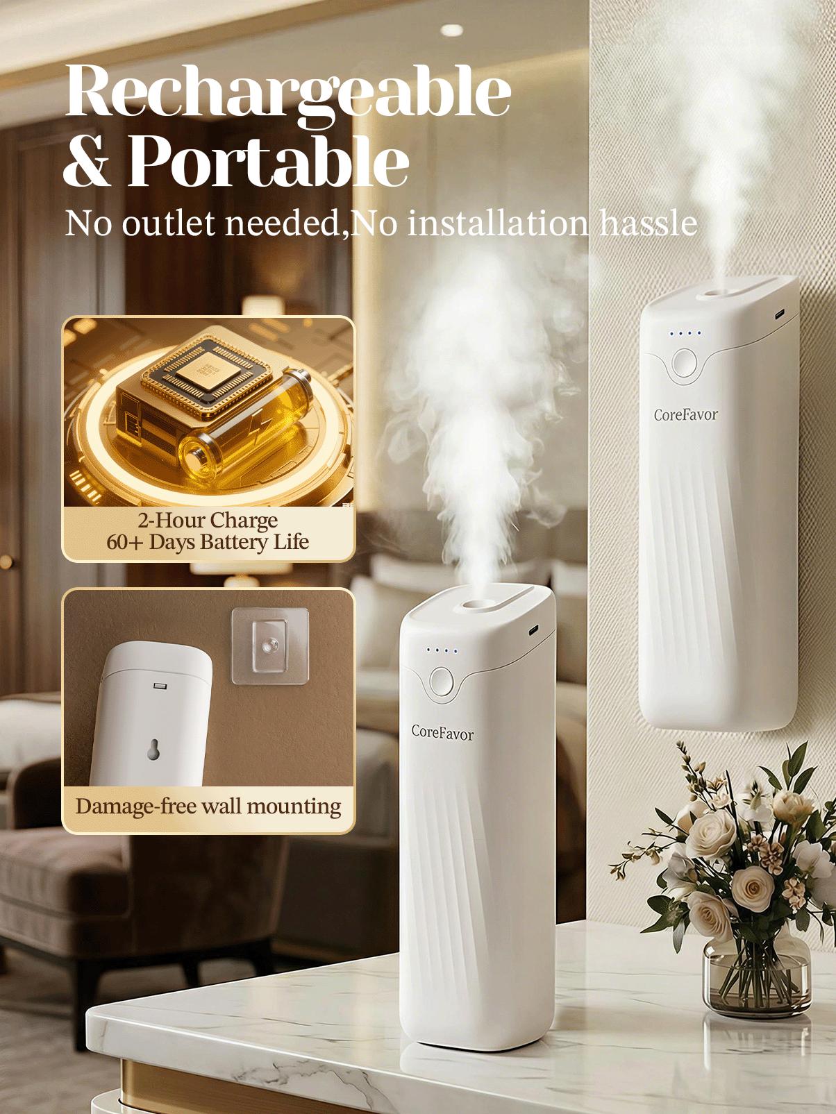 CoreFavor Waterless Essential Oil Diffuser with 120ml Oil, Portable Battery-Operated Cold Air Aroma Scent Machine, 4 Adjustable Intensity Levels, Quiet Diffuser for Bedroom, Office, Bathroom&Car CoreFavor Waterless Essential Oil Diffuser with 120ml Oil, Portable Battery-Operated Cold Air Aroma Scent Machine, 4 Adjustable Intensity Levels, Quiet Diffuser for Bedroom, Office, Bathroom&Car