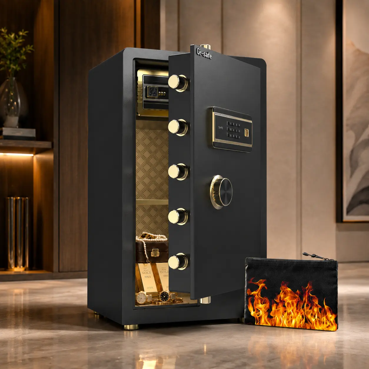 X-Safe Series Solid Steel Large Office & Home Office Security Safe (0.8-3.5), Digital Keypad, Built-in Smart Alarm, Internal Storage Box, Adjustable Shelves, Fire-Waterproof Bag - Ideal for Valuables, Emergency Pack, Led Lights, Alarm System
