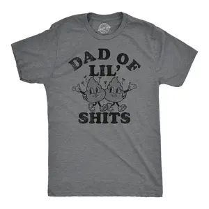 Mens Funny T Shirts Dad Of Lil Shits Sarcastic Fathers Day Graphic Tee for Men Mens Funny T Shirts Cool Vintage Fashion T-Shirt Gift Classic Menswear Dad Joke Apparel for Men Funny Sarcastic Short Sleeve Dark Grey