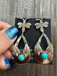 Navajo Bee Turquoise Sterling Silver Earrings