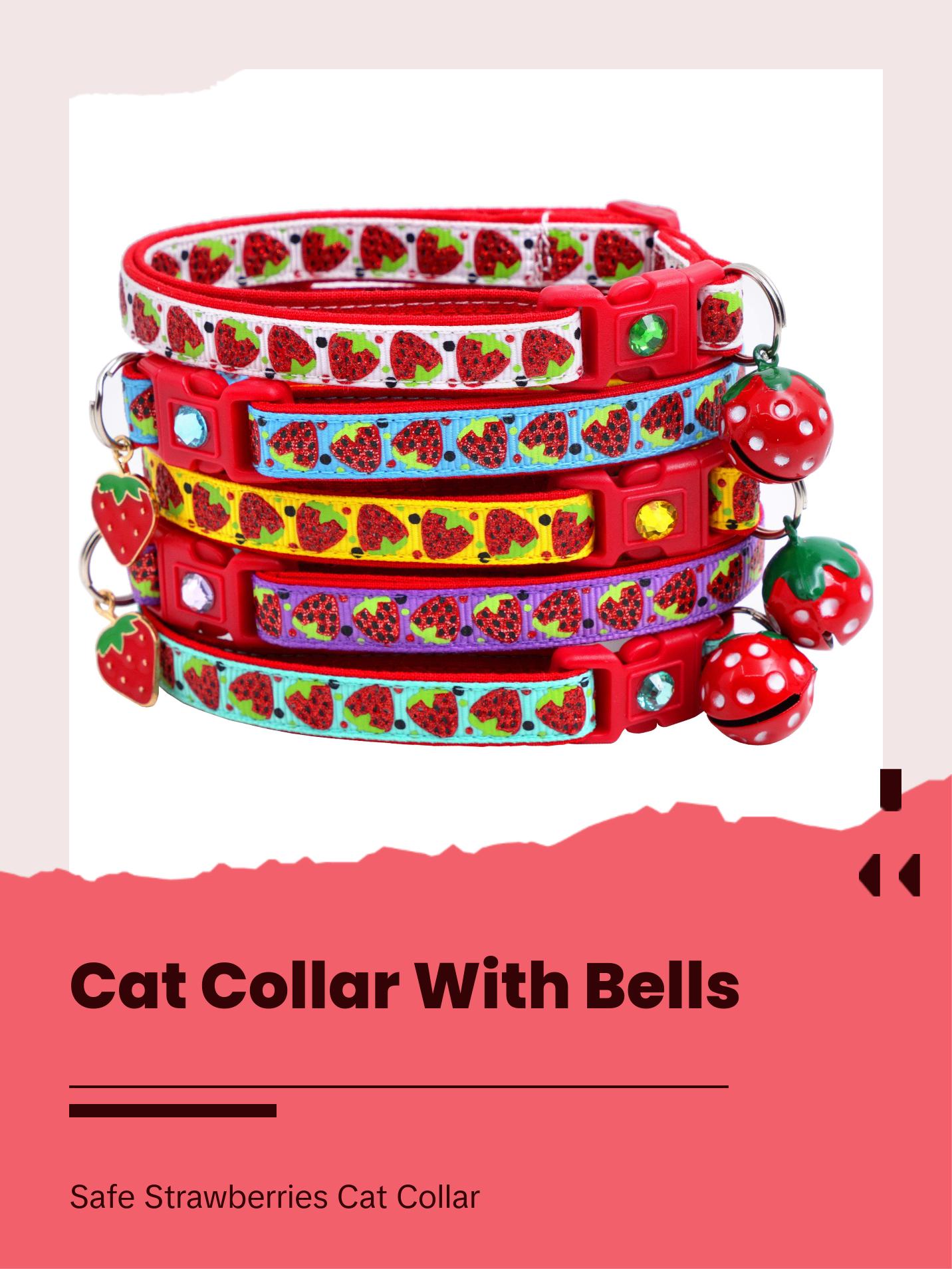 Strawberries Safety Breakaway Cat Collar with Jingle Bell and Charm by Pugs2Persians Fruit Berry Strawberry