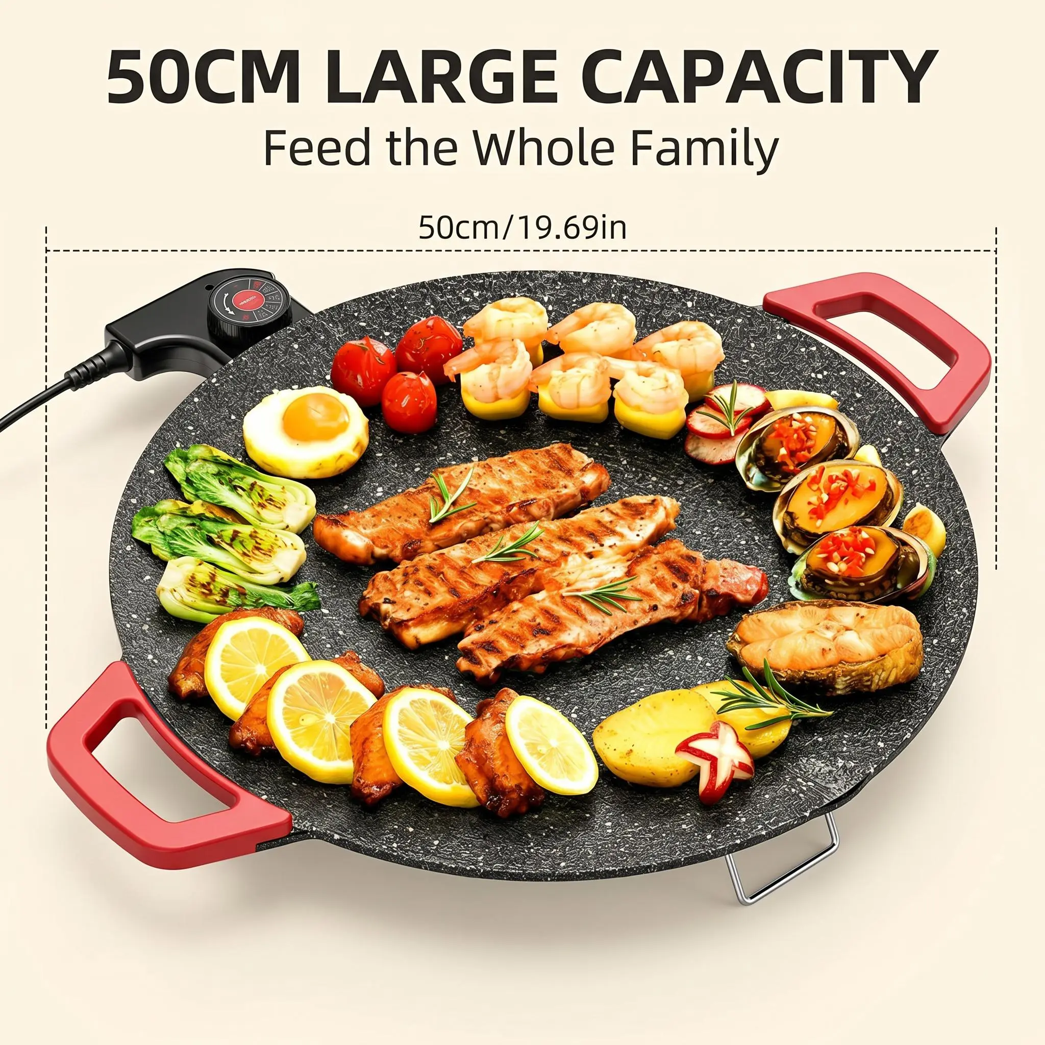 【Summer Sale Deals】Portable Electric Comal, Indoor Smokeless Korean BBQ Grill, Non-stick Griddle for Tortillas, Adjustable Temperature Control, Asador de Carne TiktokShopBlackFriday