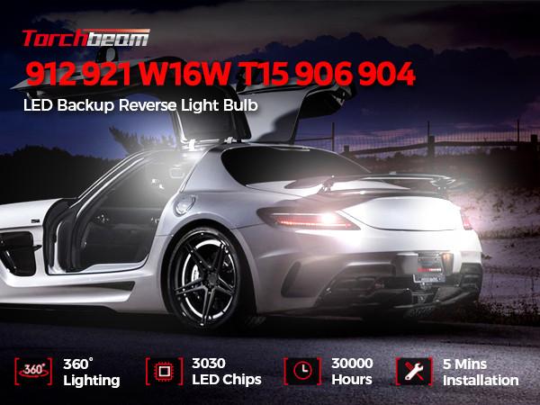 Torchbeam 912 LED Bulb Reverse Light 1800 Lumens Xenon White 6000K 300% Brighter 54pcs High Power SMD Chips 30000h Life Extension for Ford F150