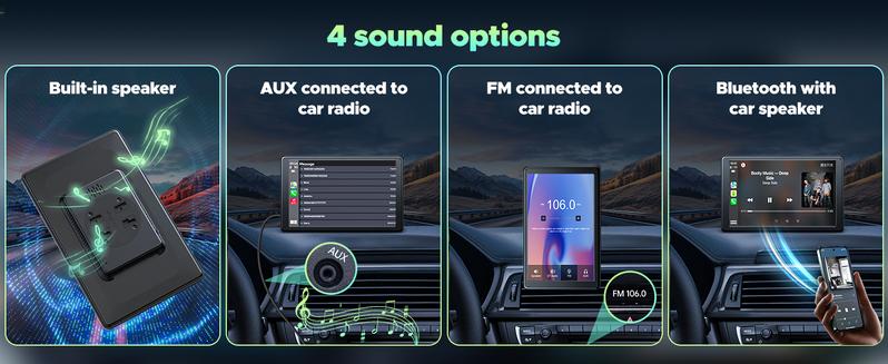 【Valentines】LAMTTO 7-Inch Wireless CarPlay Screen, Portrait & Landscape Display, CarPlay/Android Auto Compatible, AUX/Bluetooth/Speaker Output, Perfect Upgrade for Older Cars