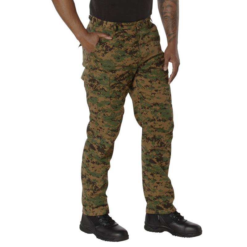 ROTHCO Digital Camo Tactical BDU Pants - Men's & Women's, Adjustable Waist, Zipper Fly, Reinforced Seat & Knees, Drawstring Bottoms, 6 Utility Pockets, Machine Washable - Camouflage
