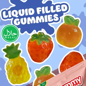 Halal 4D Liquid Filled Fruit Gummies – Juicy Burst Gummy Candy | Strawberry, Orange or Pineapple | 3-Pack Option