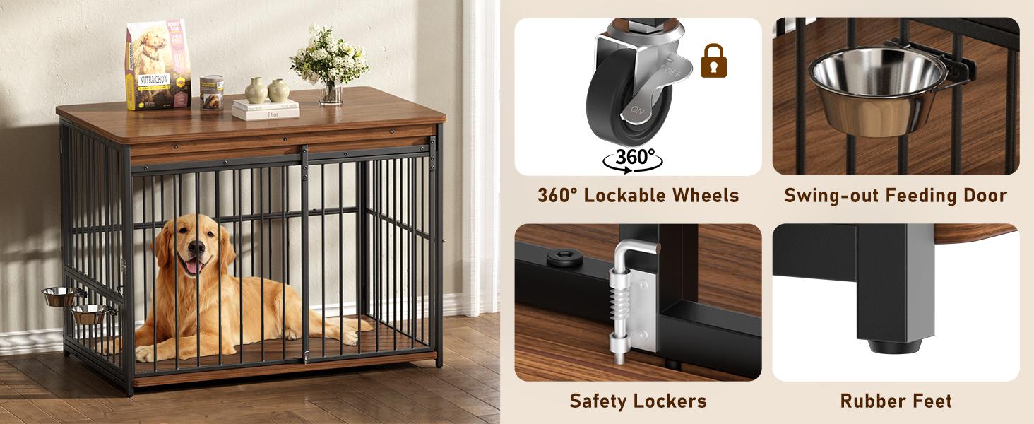 COFIYARD 47/41 inch Wooden Dog House with Sliding Doors & Feeding Windows Multi-functional TV Cabinet Side Table Anti-Chew Design Escape Proof Kennel COFIYARD 47/41 inch Wooden Dog House with Sliding Doors & Feeding Windows Multi-functional TV Cabinet Side Table Anti-Chew Design Escape Proof Kennel