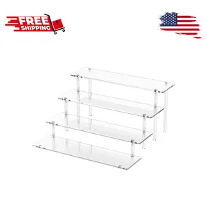 4 Tier Acrylic Display Risers, Clear Perfume Organizer Stand, Large