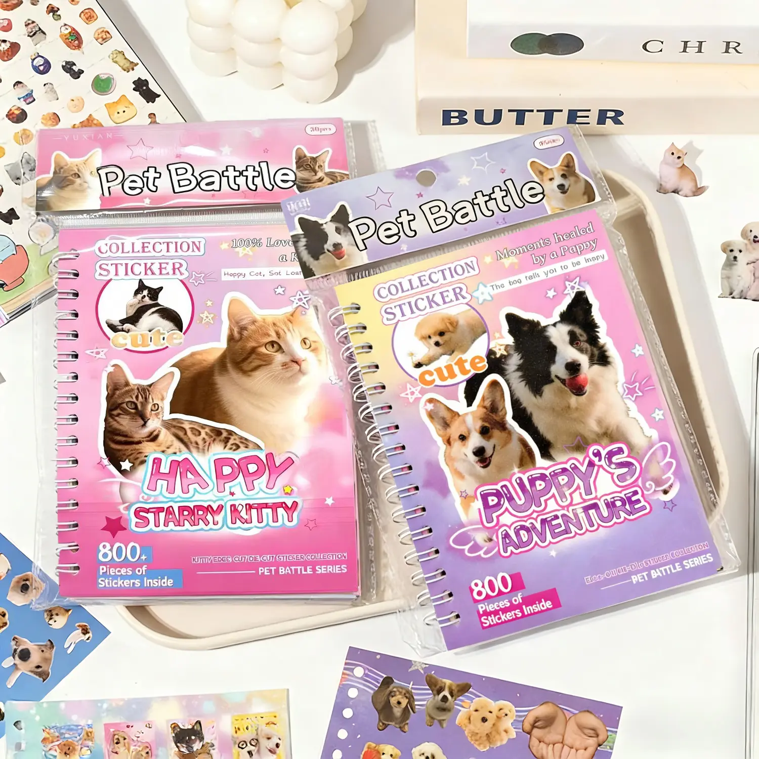 3 Styles Cute Pet Sticker Book - 30 Sheets,800 Pcs Stickers per Style ...