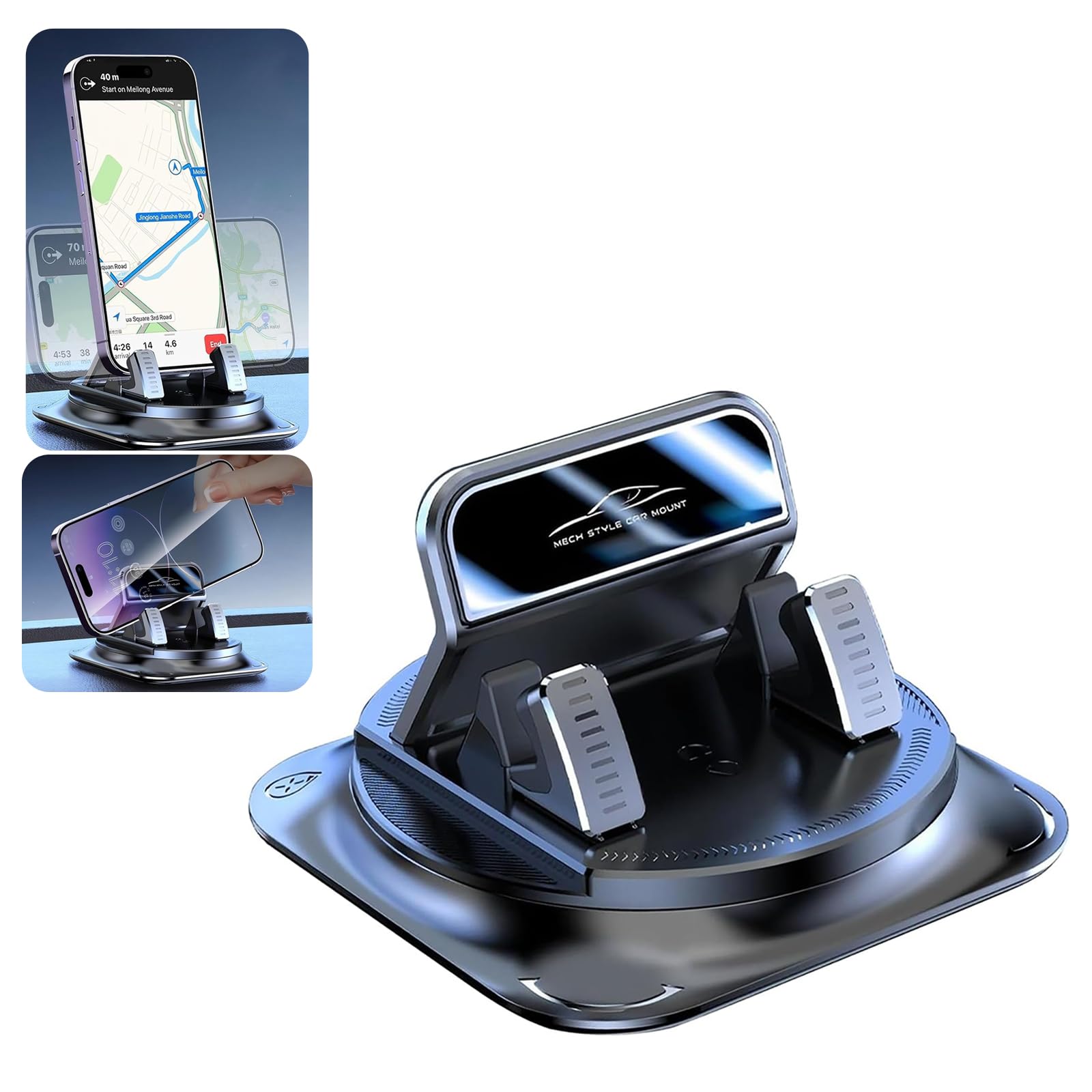 Dashboard Navigation Bracket, 360-Degree Rotation Automotive Phone Holder, Universal Self-Adhesive Non-Slip Car Phone Holder, for Most Cars，Car Mount