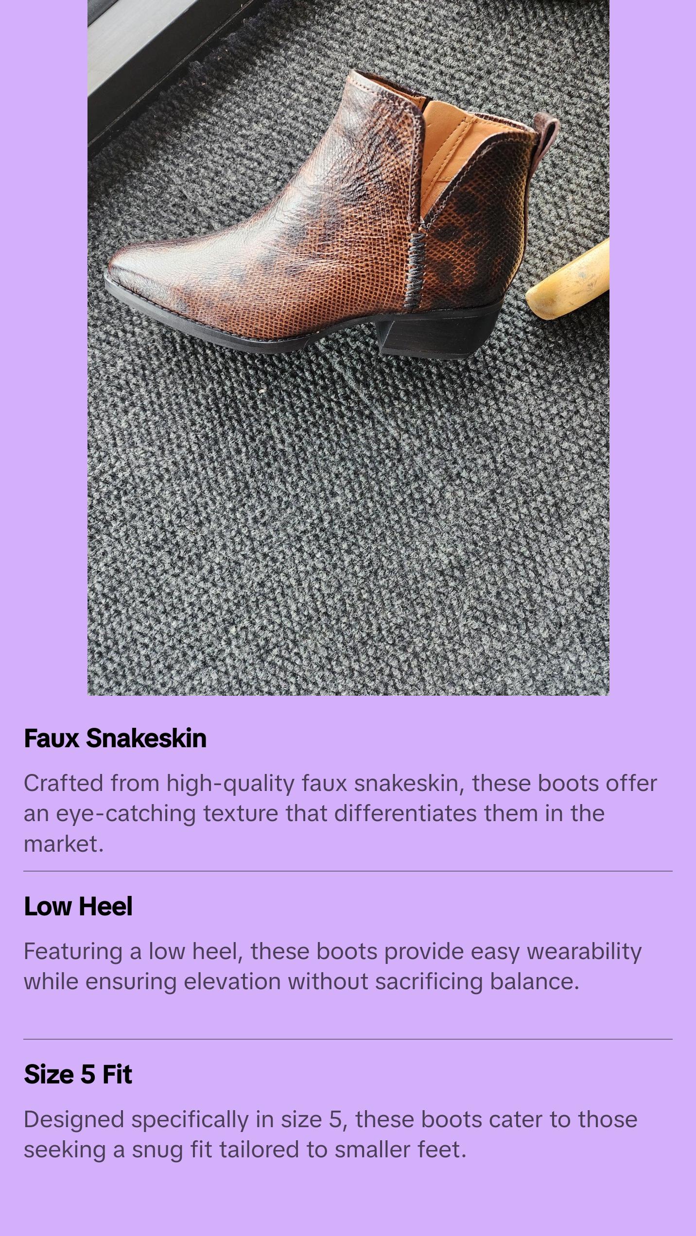 Frank Sarto Brown snakeskin boot size 5