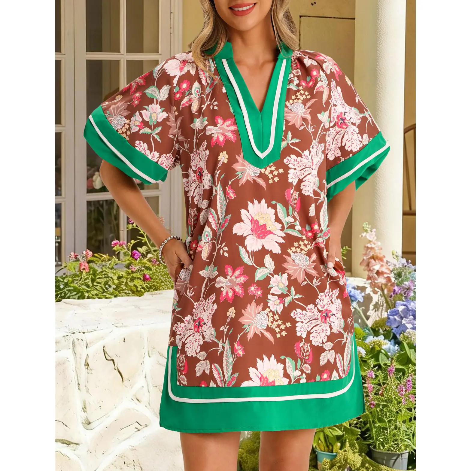 chinese dress ladies Tiered Puff Sleeve Shirt Dress – APNY main image 0
