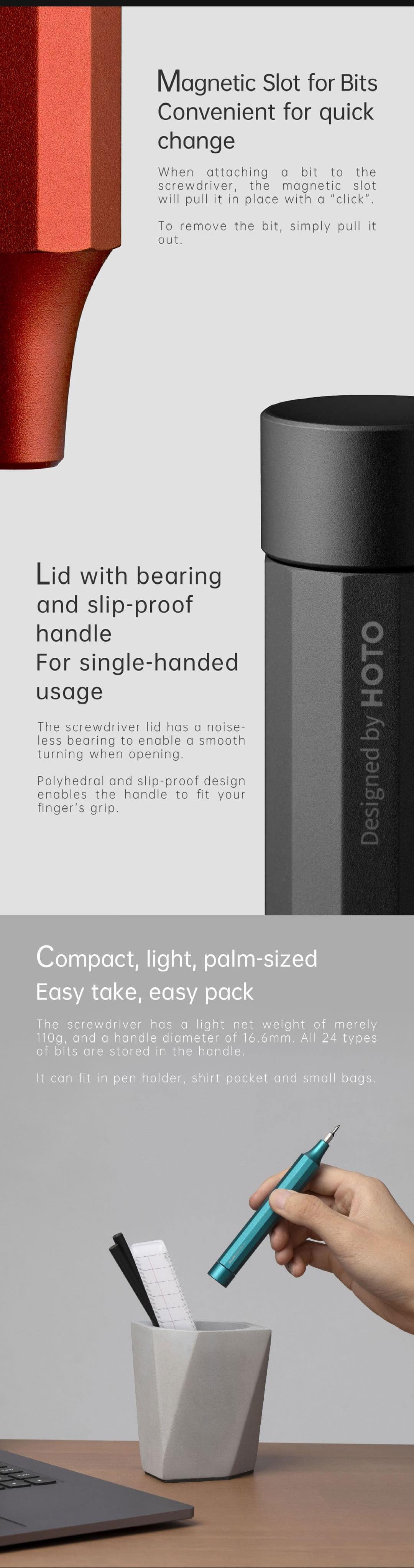 Hoto 24-in-1 Portable Manual Screwdriver with Magnetic S2 Steel Bits - Perfect for Phone, Computer, Watch, Game Console, Eyeglasses Repair & Christmas Gifts