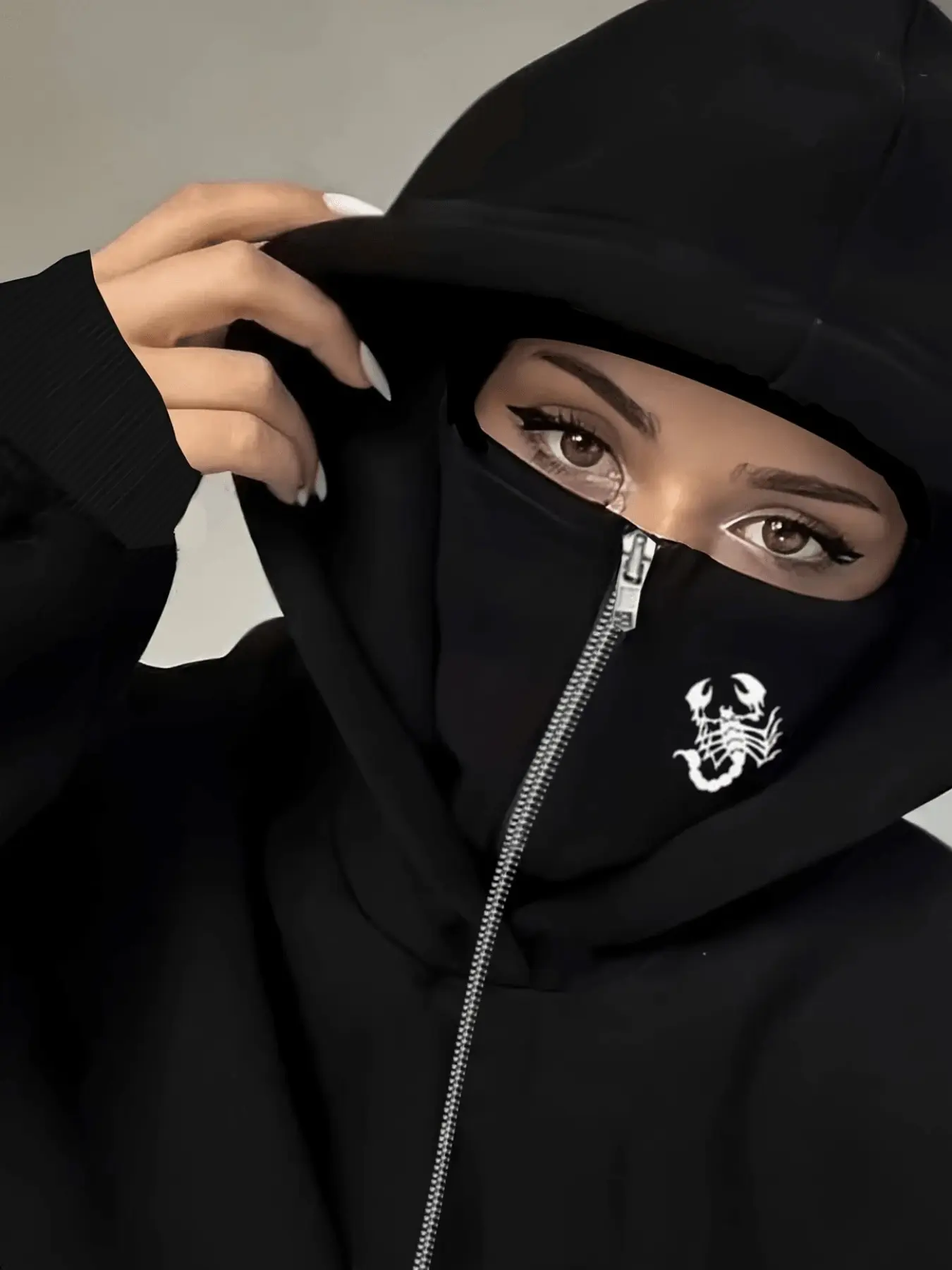 Unisex Double-Layer Hoodie with Zipper Pocket, Fall & Winter Graphic Sweatshirt, Scorpion Print Streetwear, Comfortable Casual Wear, Casual Hooded Sweatshirt