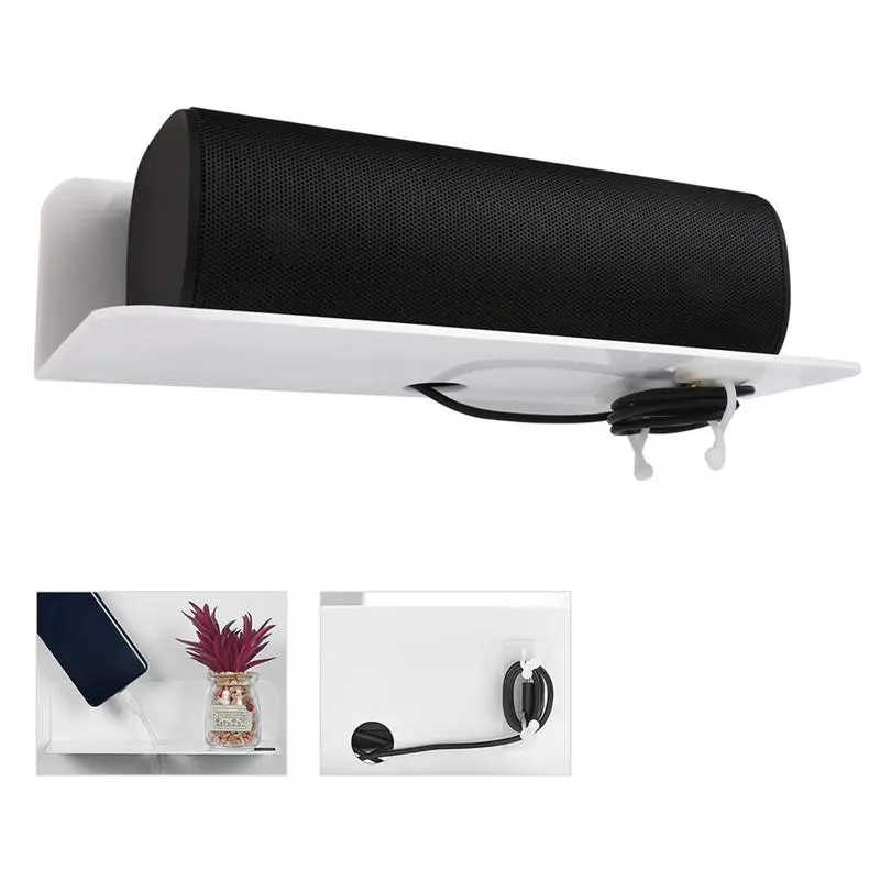 White Floating Shelves Wall Mounted Set of 2 - Easily Expand Wall Space - Acrylic Hanging Shelves for Bedroom Bathroom