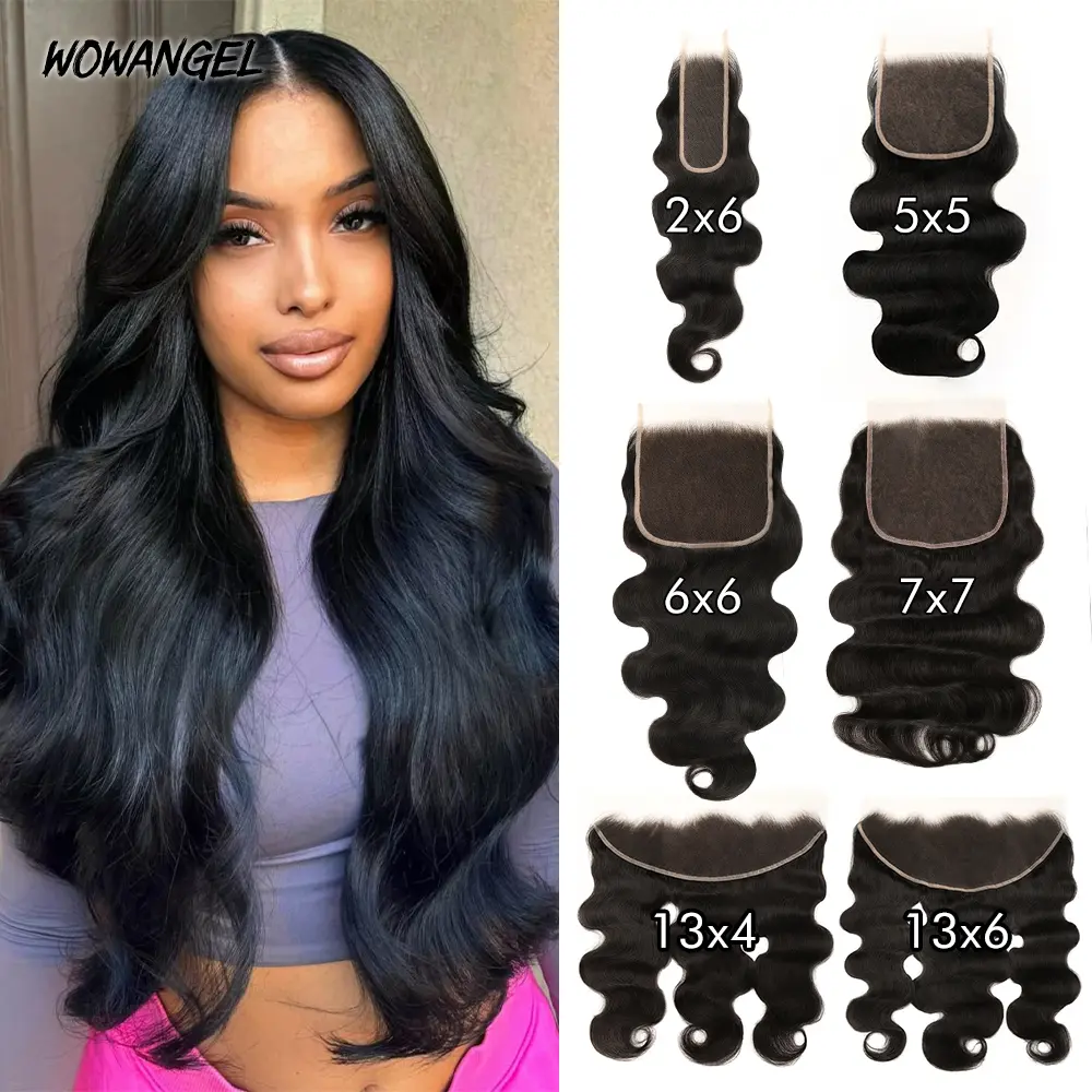 WOWANGEL 2X6/5X5/6x6/13X4/13X6 HD Lace Body Wave Real Human Hair Closure/Frontal  Straight Only Ultra-thin Invisible Lace Closure Pre Plucked Single Knot #SummerVibes