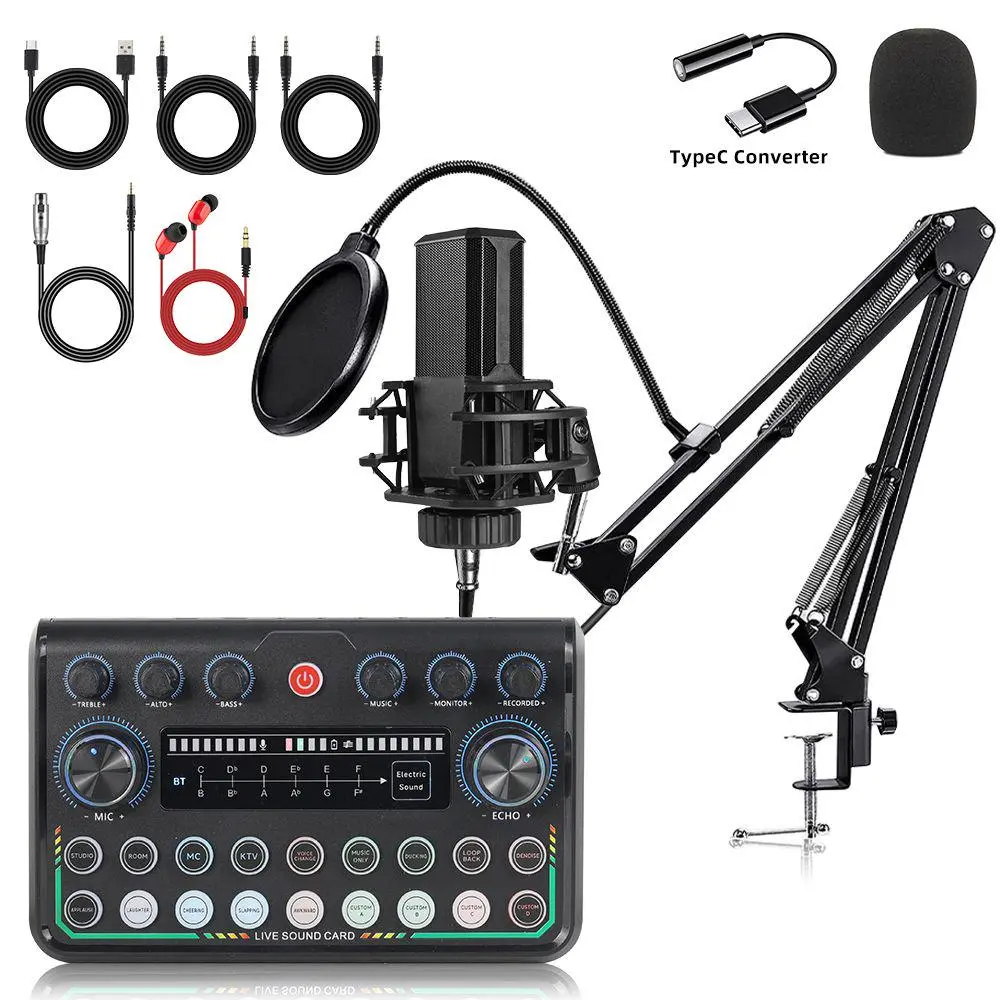 Safring 2026 Upgraded Podcast Equipment Bundle, Recording Studio Package with Pro Audio Interface(4 Customize SE) and Podcast Microphone for Gamer Podcasting, Recording, Singing, Streaming  #Summervibes