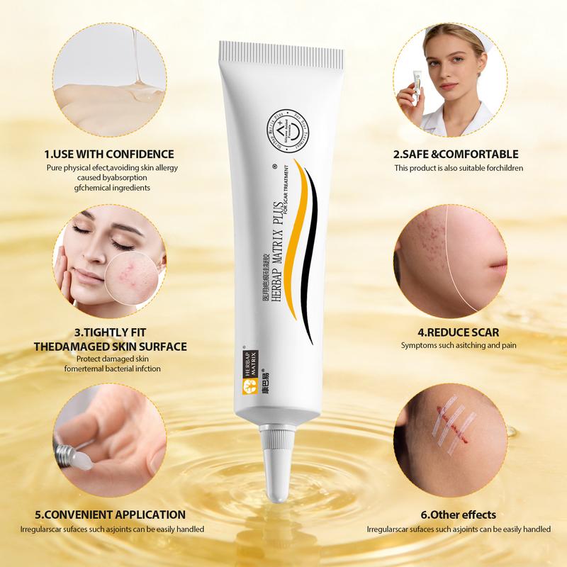 【HERBAP MATRIX Plus】 Scar Removal Gel 15g - Professional Silicone Scar Treatment for Stretch Marks, C‑Section, Acne Scars & Acne Marks | Helps Prevent Scar Thickening | Face & Body | GMPC ISO 9001