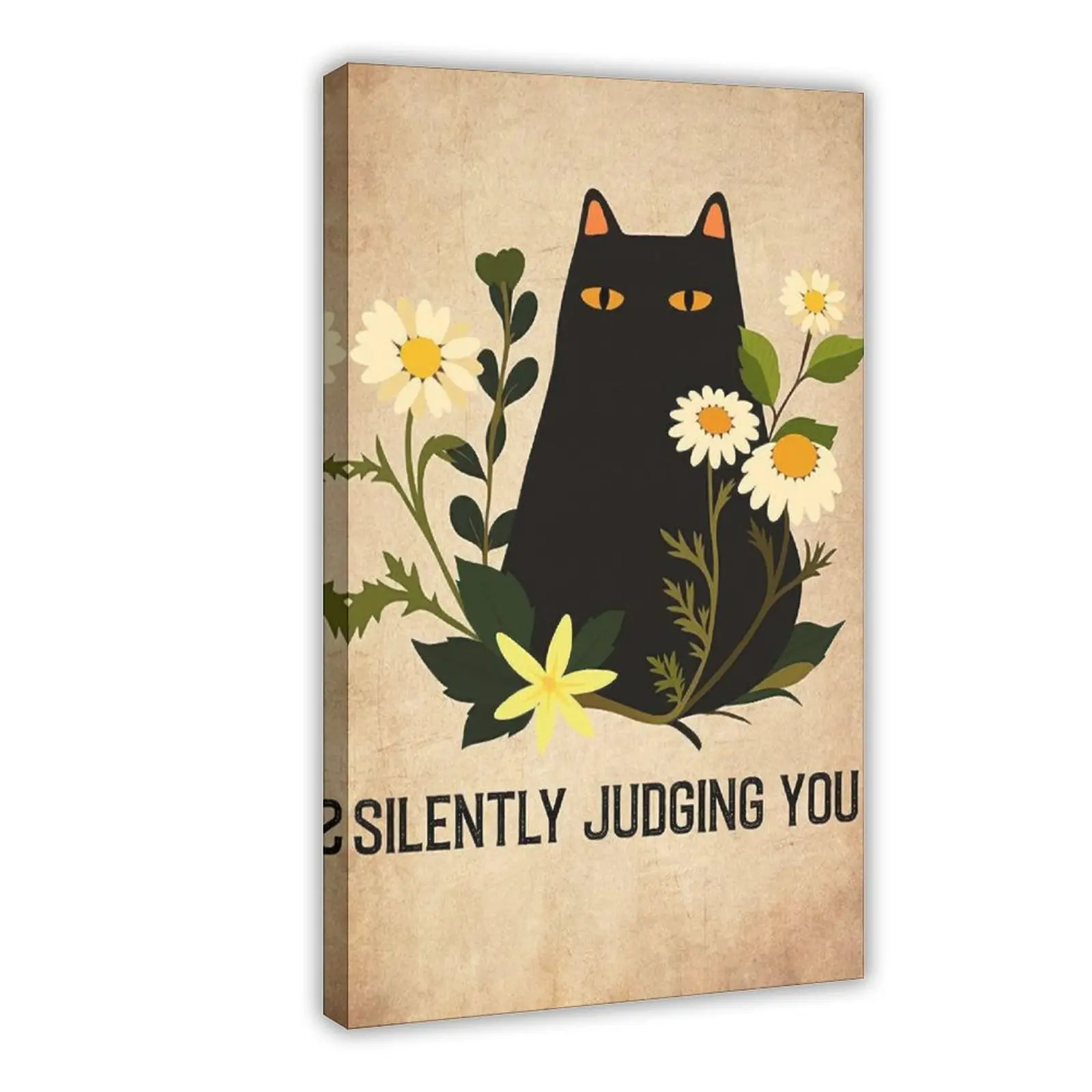 Silently Judging You Poster, Funny Black Cat Poster, Black Cat Wall Art, Home Decor
