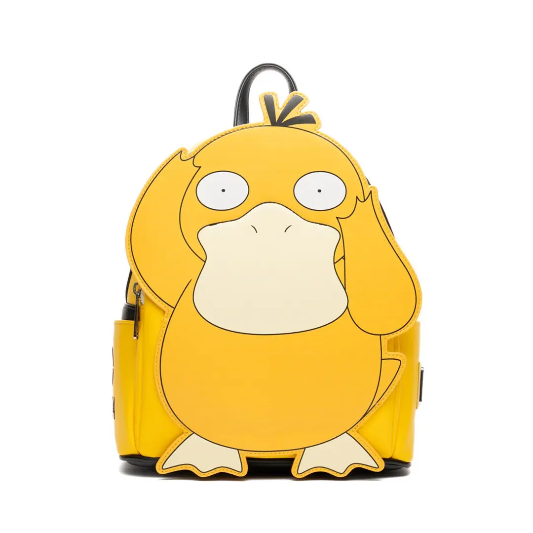 Loungefly Pokemon Psyduck Cosplay Unisex PU Leather Zip Mini Backpack - 707 Street Exclusive, Anime Luggage Accessory for Fans, Embroidery Collectibles, Role Play & Casual Wear