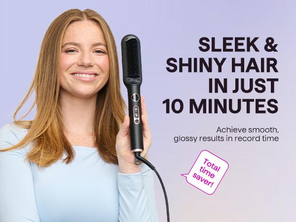 Wavytalk Sleek Sweep Ionic Hair Straightener Brush and Blown Away Ionic Hair Dryer with Diffuser Set